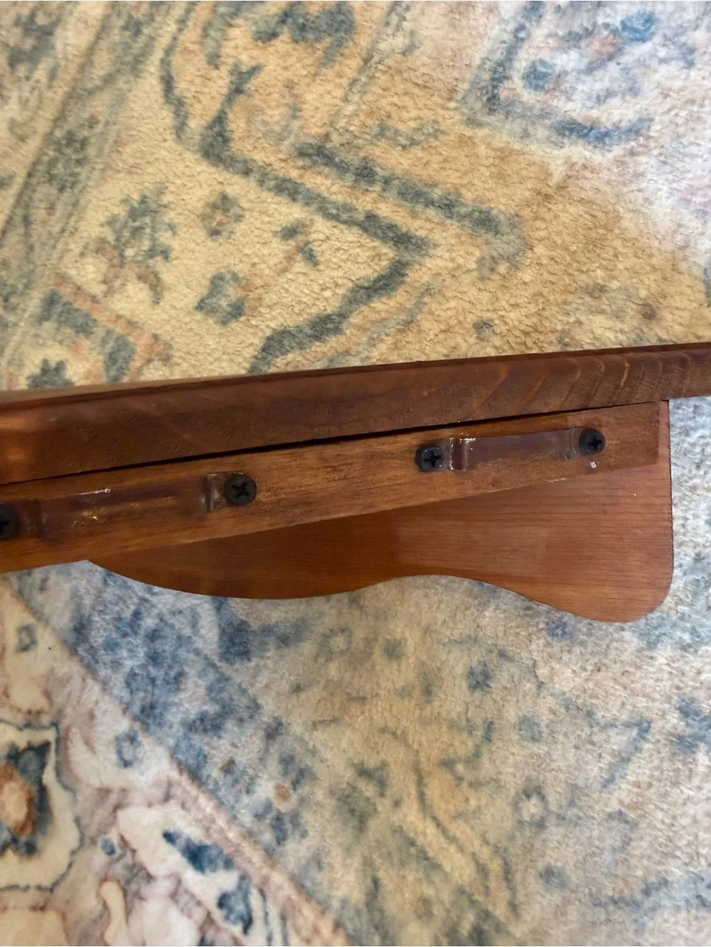 Vtg Wooden Corner Wall Shelf With Floral Design Flowers Wood Country Cottage